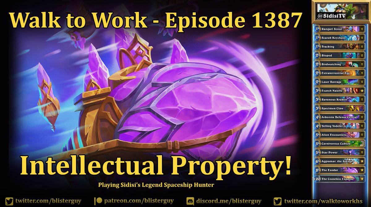 Episode 1387 - Talking Intellectual Property! and playing <a href="/SidisiTV/">Sidisi</a>'s Legend Spaceship Hunter.
hearthstonecommute.libsyn.com
#Hearthstone  

AAECAYHlBgbX+QWn3Ab23QaK4gbi4waq6gYMqZ8E8OgF8/IF+IIGy58GzsAGi9wGn90Gk+IGleIG4eMGresGAAA=