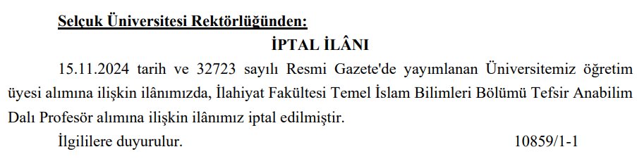 MUTLULUĞUN FORMULÜNÜ BULAN PROFESÖR İLANI İPTAL EDİLDİ.

Dün dile getirdiğimiz bu haber sonrası Selçuk Üniversitesi 'Dünyada mutluluğun formülü çalışmaları yapan profesör' ilanını iptal etti.