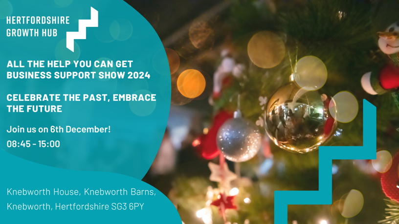 The <a href="/HertsGrowthHub/">Herts Growth Hub</a>’s ‘All The Help You Can Get’ Business Support Show is back. 

Whether you’re starting, growing, or scaling your business, this festive show is essential. 

Don’t miss out - secure your spot for the 6 December: bit.ly/ATHYCGDec