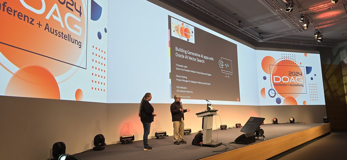 Martin Klier (@martinklierdba) on Twitter photo Session #keynote by <a href="/dbinmemory/">Tirthankar Lahiri</a> with the help of <a href="/HeliFromFinland/">Heli Helskyaho</a>
#GenerativeAI with #Oracle #Vectorsearch at #DOAG2024
Follow me on <a href="/bluesky/">bluesky</a>
bsky.app/profile/martin… Session #keynote by <a href="/dbinmemory/">Tirthankar Lahiri</a> with the help of <a href="/HeliFromFinland/">Heli Helskyaho</a>
#GenerativeAI with #Oracle #Vectorsearch at #DOAG2024
Follow me on <a href="/bluesky/">bluesky</a>
bsky.app/profile/martin…