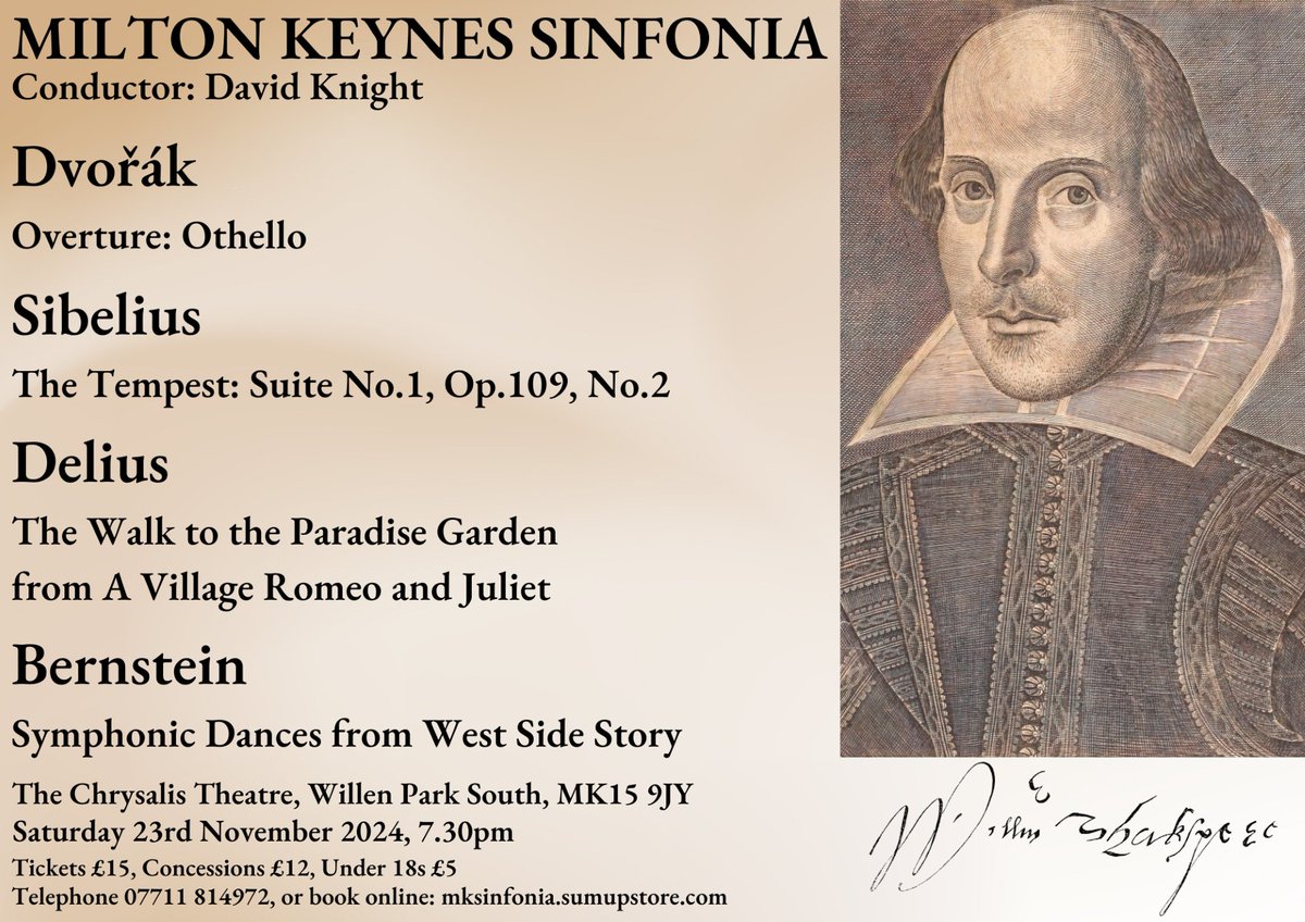 Chrysalis Theatre MK (@chrysalismk) on Twitter photo Join the <a href="/MkSinfonia/">MKSinfoniaOrchestra</a> for their Autumn concert this Sat 23rd Nov.
Featuring, Dvorak, Sibelius, Delius & Bernstein.
Tickets: Adults £15; Cons £12; Under 18s £5
Tickets HERE - mksinfonia.sumupstore.com
#classicalmusic #whatsonmk #mksinfonia #chrysalismk #classicalconcert #livemusic Join the <a href="/MkSinfonia/">MKSinfoniaOrchestra</a> for their Autumn concert this Sat 23rd Nov.
Featuring, Dvorak, Sibelius, Delius & Bernstein.
Tickets: Adults £15; Cons £12; Under 18s £5
Tickets HERE - mksinfonia.sumupstore.com
#classicalmusic #whatsonmk #mksinfonia #chrysalismk #classicalconcert #livemusic