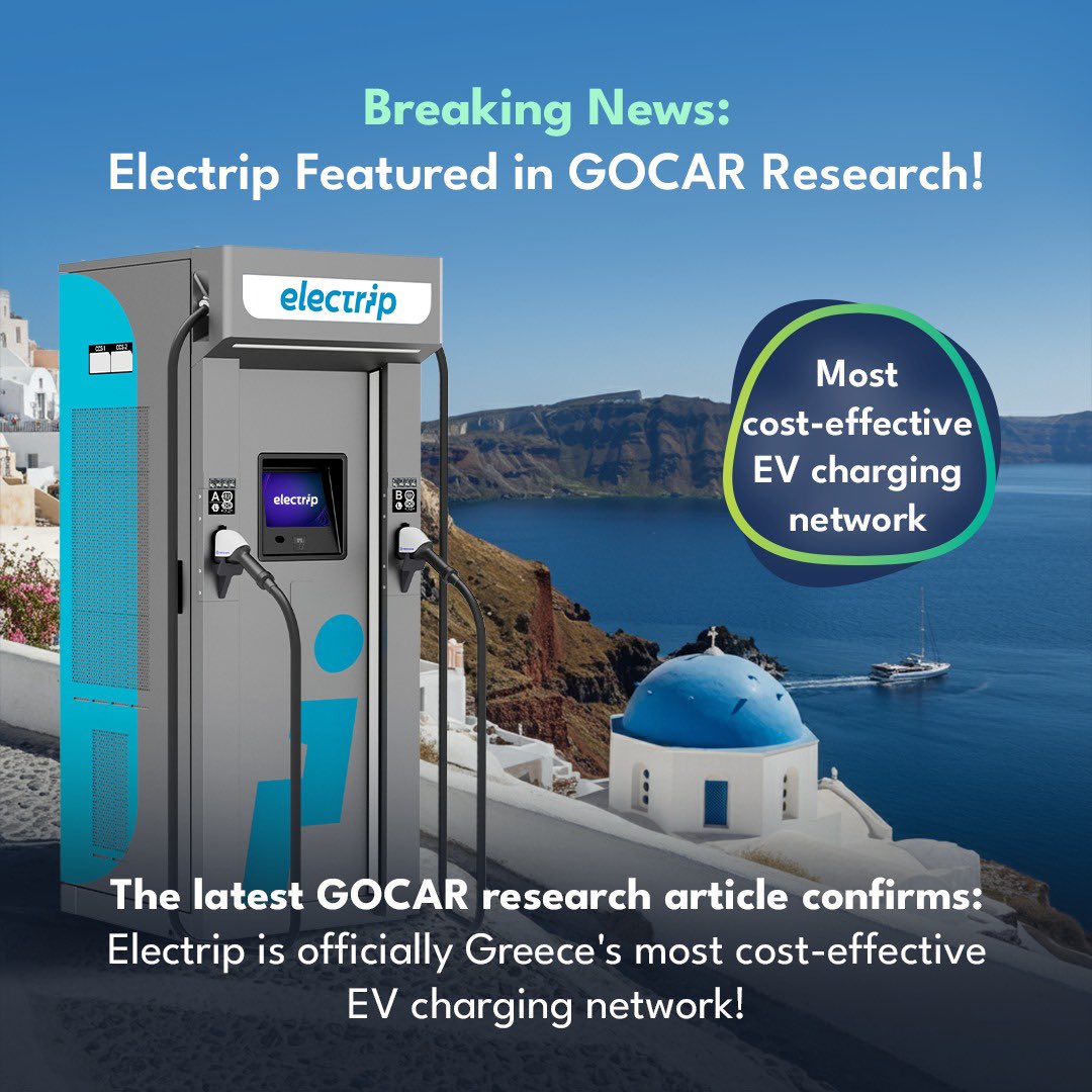 electripglobal's tweet photo. 📊 Recent research by GOCAR reveals Electrip as the most cost-effective EV charging network in Greece!

⚡ Our competitive rates:
• AC charging: 0.35 €/kWh
• DC charging (60 kW): 0.40 €/kWh
• DC charging (180+ kW): 0.45 €/kWh https://t.co/XiN7TayRyX