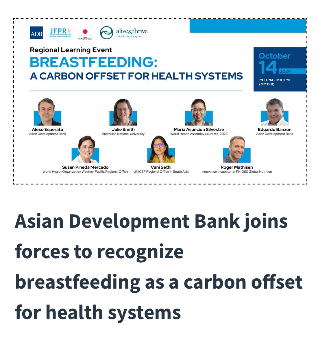 Guided by its commitment to tackling climate change, the Asian Development Bank recently hosted a learning event on the environmental gains of investing in breastfeeding. The event highlighted insights from the #GreenFeedingTool. tinyurl.com/3f7z2ruc