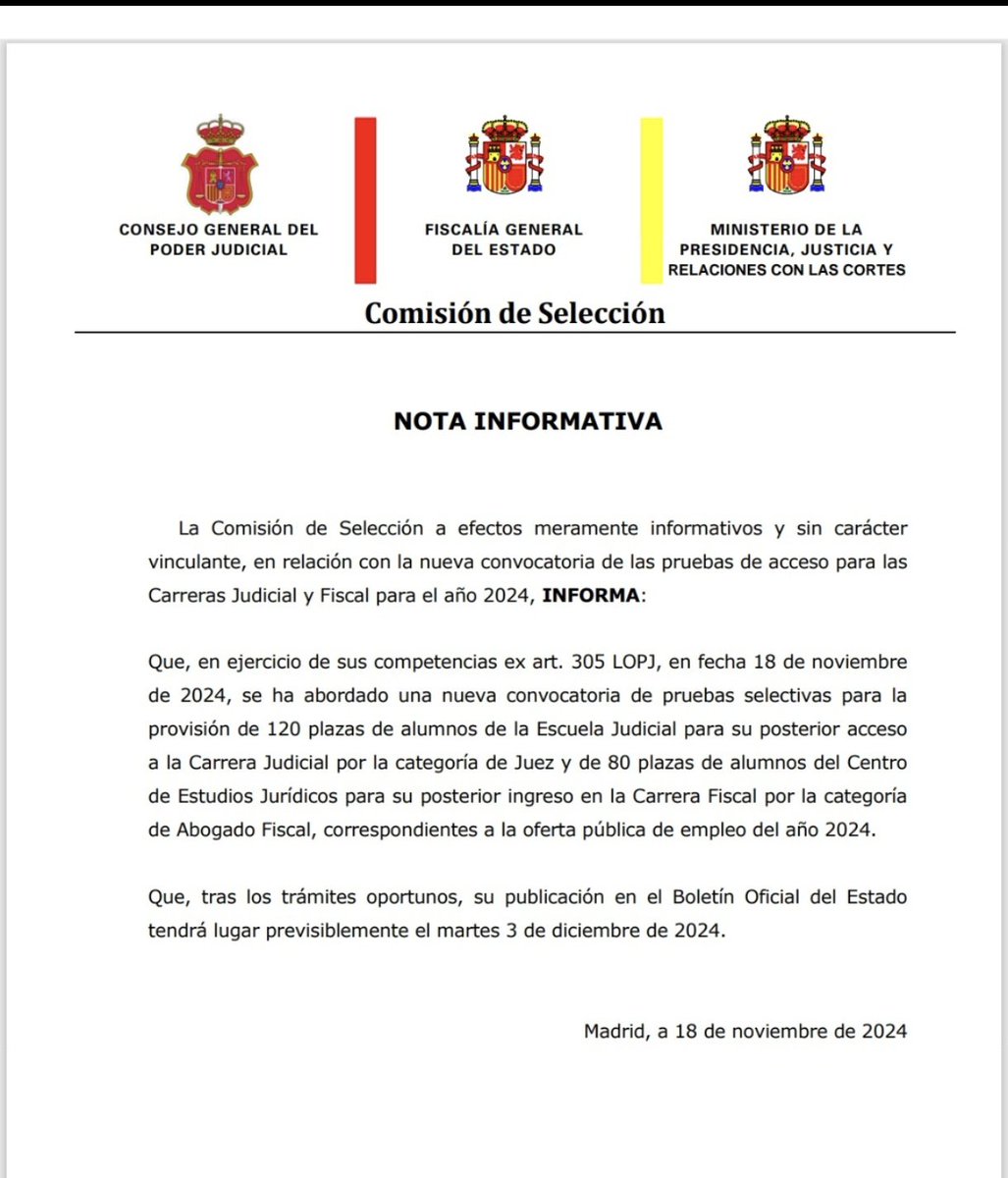 iuristoteles's tweet photo. 🚨Se convocan 120 plazas de jueces y 80 de Fiscales.

En 2034 se habrán jubilado casi 2.000 jueces.

En los últimos 10 años se convocaron 1187 plazas de jueces.

España tiene uno de los ratios de jueces/fiscales por número de habitantes más BAJOS de Europa.

Nadie al volante. https://t.co/zyzhzod2zm