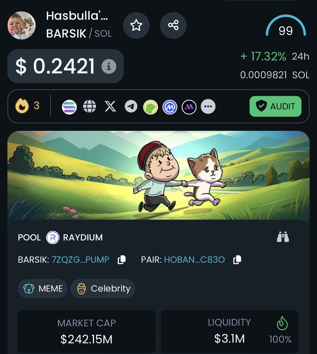 ProTheDoge's tweet photo. $BARSIK back over $240M Mcap 

Next stop - back to $300M &amp; keep going! https://t.co/onS5PrV4bS