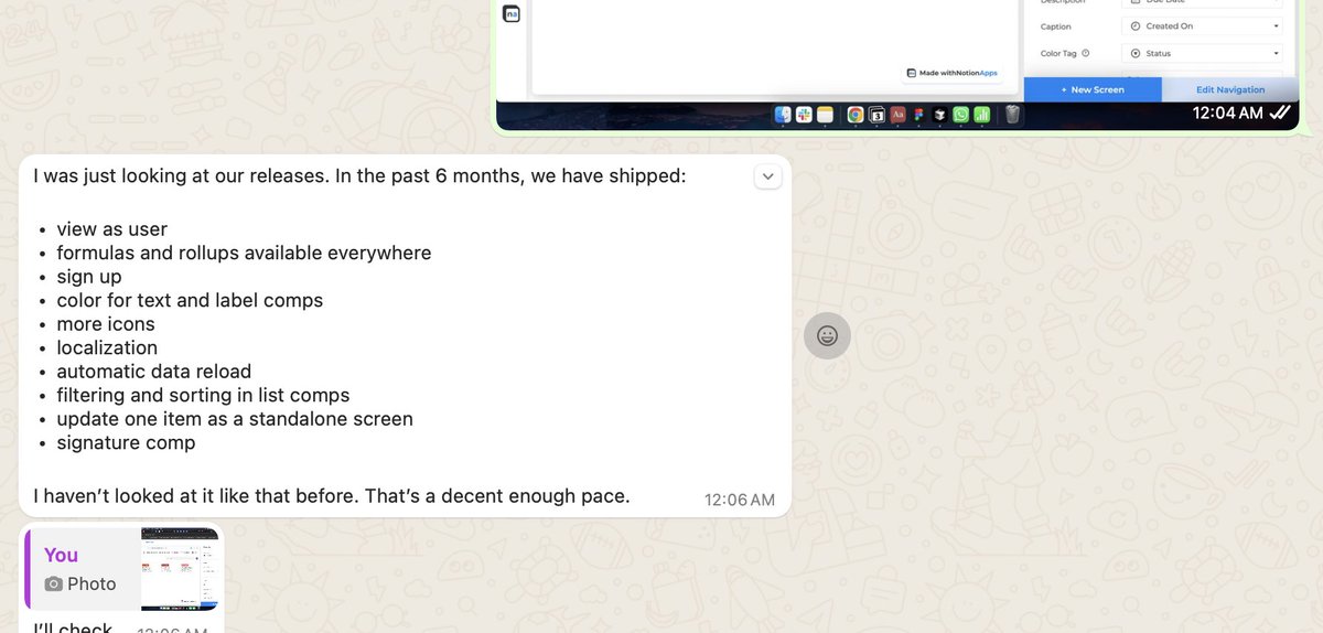 You might have noticed how I often mention that we are a small team of 2. It is not merely to paint <a href="/trynotionapps/">NotionApps</a> as a David among the Goliaths. 

It is because we take immense pride in our execution speed—a pace that is comparable to the best-funded no-code platforms out there.