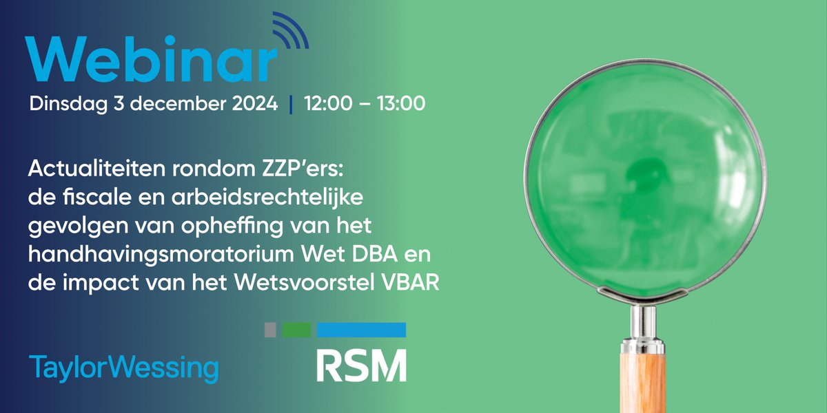 Per 1 januari heft de Belastingdienst het handhavingsmoratorium op voor de Wet DBA. Wat betekent dit voor werkgevers en zelfstandigen? En hoe zal het nieuwe wetsvoorstel #VBAR van invloed zijn? 

Aanmelden: bit.ly/4hSlOK9