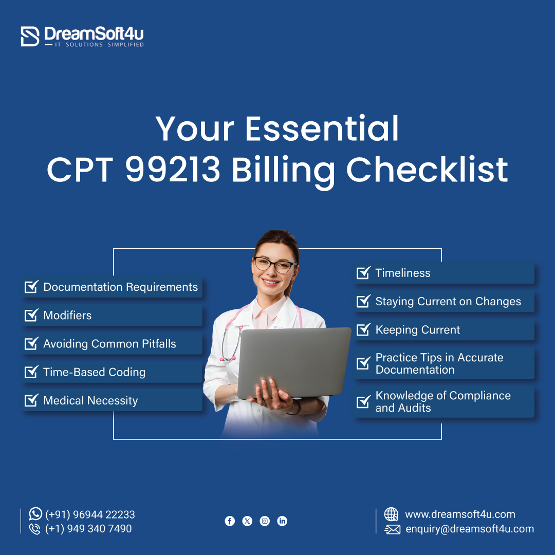 Dreamsoft4uPvt's tweet image. Simplify your medical billing with our essential CPT 99213 checklist! Stay accurate, compliant, and efficient.
Visit us: bit.ly/3ZeIdd6
#cptcode #billingtips #healthcaretech #medicalcoding #medicalbilling #healthcare