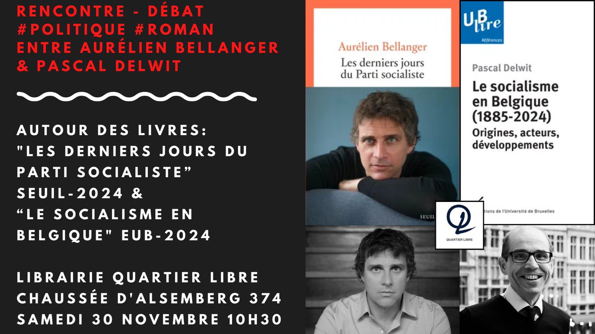 Et si nous parlions de #socialisme ?
2 livres : un roman français / un essai historique belge
2 auteurs : Aurélien Bellanger / <a href="/PDelwit/">Pascal Delwit</a> 
2 éditeurs : <a href="/EditionsduSeuil/">Éditions du Seuil</a>  / <a href="/EUBruxelles/">Les Éditions de l'Université de Bruxelles</a> 

A NE PAS MANQUER ! ⬇️