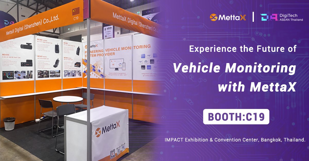 MettaX_Official's tweet photo. See You Tomorrow at @DigiTech ASEAN Thailand!
#mettaxexhibition

Dates: 20 - 22 November 2024
Location: IMPACT Exhibition &amp; Convention Center, Bangkok
Booth No.: C19

We'll answer any questions, and showcase our innovative solutions in #FleetManagement, #Logistics, and more! https://t.co/zK2XVVAfC8