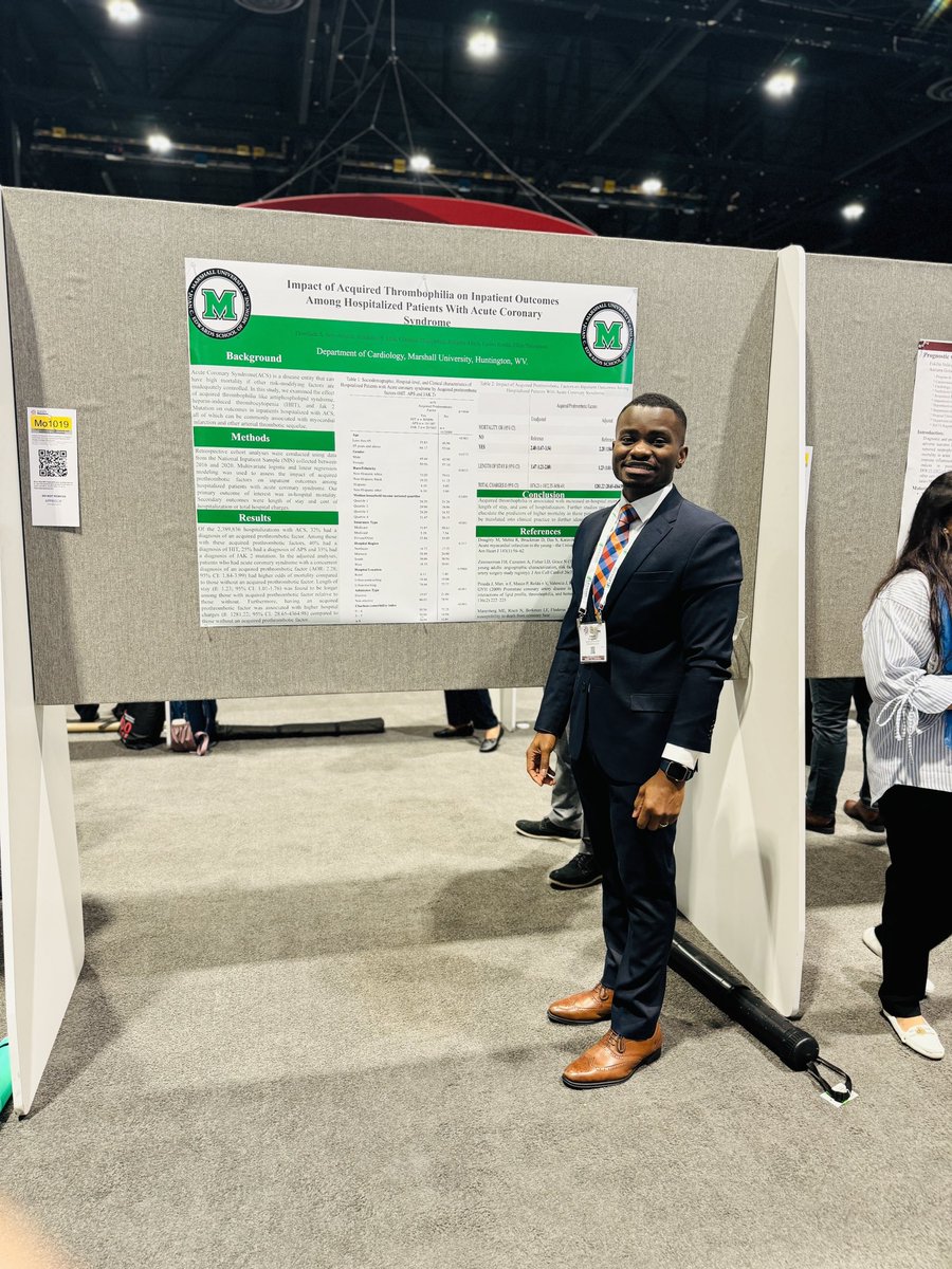 therealdemilade's tweet photo. What an amazing time it was presenting my poster on the impact of acquired thrombophilia on in hospital outcome  in patients hospitalised with ACS #AHA2024 @MarshallCardio1 https://t.co/7o2sAkrQfU