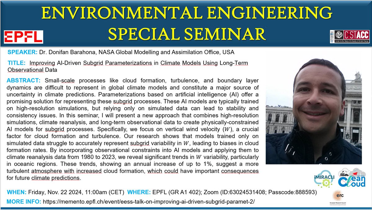 Athanasios Nenes (@lapi_epfl) on Twitter photo Thrilled to host Dr. Donifan Barahona <a href="/NASA/">NASA</a> at <a href="/epflENAC/">EPFL-ENAC</a> to talk about AI in climate models, discuss <a href="/CleanCloud_HE/">CleanCloud_HE</a> research & visit <a href="/meteosuisse/">MétéoSuisse</a>. Join in for an exciting seminar Friday Nov.22 @ 11am CET. For more info: memento.epfl.ch/event/eess-tal… <a href="/FORTH_ITE/">FORTH</a> @epfl_en <a href="/iMIRACLI_ITN/">iMIRACLI ITN</a> Thrilled to host Dr. Donifan Barahona <a href="/NASA/">NASA</a> at <a href="/epflENAC/">EPFL-ENAC</a> to talk about AI in climate models, discuss <a href="/CleanCloud_HE/">CleanCloud_HE</a> research & visit <a href="/meteosuisse/">MétéoSuisse</a>. Join in for an exciting seminar Friday Nov.22 @ 11am CET. For more info: memento.epfl.ch/event/eess-tal… <a href="/FORTH_ITE/">FORTH</a> @epfl_en <a href="/iMIRACLI_ITN/">iMIRACLI ITN</a>