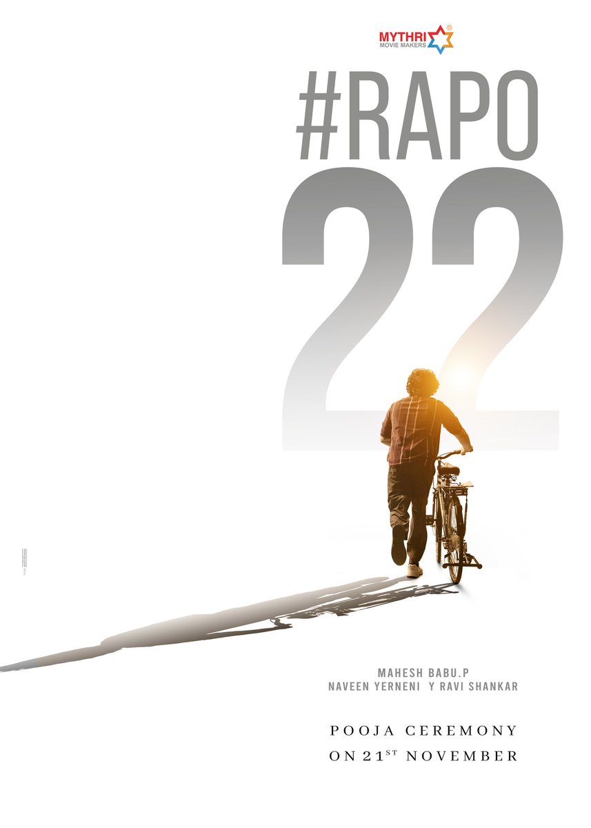 Mahesh Babu Pachigolla (@filmymahesh) on Twitter photo Beginning the beautiful journey of filming Untold Emotions ❤🔥
#RAPO22 pooja ceremony on 21st November ✨
Stay tuned for exciting updates 💥
Starring <a href="/ramsayz/">RAm POthineni</a>
Written and directed by <a href="/filmymahesh/">Mahesh Babu Pachigolla</a>
Produced by <a href="/MythriOfficial/">Mythri Movie Makers</a>
#RAPO Beginning the beautiful journey of filming Untold Emotions ❤🔥
#RAPO22 pooja ceremony on 21st November ✨
Stay tuned for exciting updates 💥
Starring <a href="/ramsayz/">RAm POthineni</a>
Written and directed by <a href="/filmymahesh/">Mahesh Babu Pachigolla</a>
Produced by <a href="/MythriOfficial/">Mythri Movie Makers</a>
#RAPO