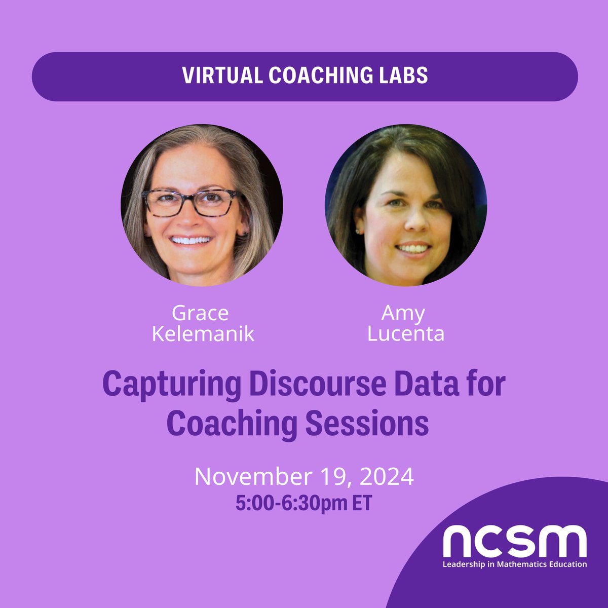 ⏰ Today! #NCSM Virtual Coaching Lab with Amy Lucenta and Grace Kelemanik is Nov 19 at 5pm ET! 

Learn more here: loom.ly/aWGnI4A
Sign up here: loom.ly/yXoskmI

#NCSMBold #VirtualCoachingLab