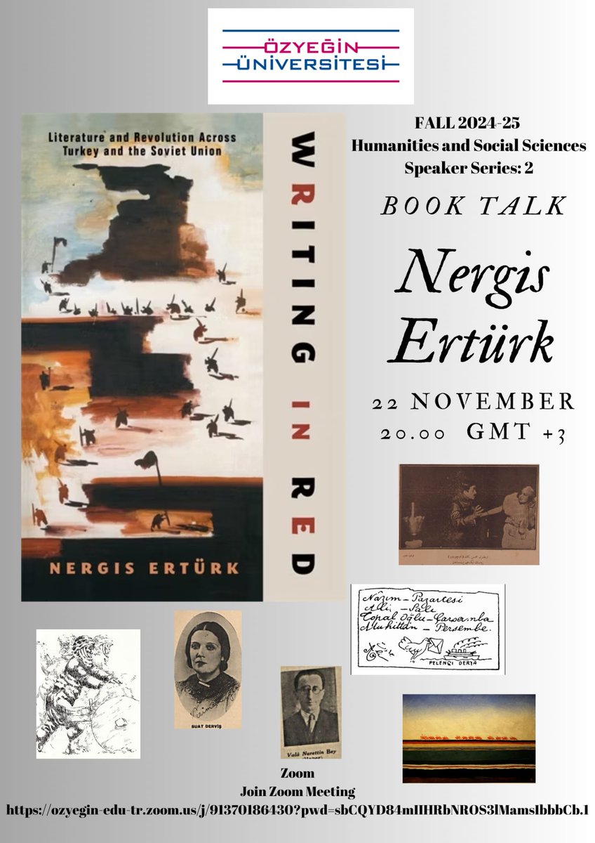 Bu Cuma (22 Kasım) yeni kitabı Writing in Red'i konuşmak üzere Nergis Ertürk'ü ağırlıyoruz, bekleriz! Zoom linki:  ozyegin-edu-tr.zoom.us/j/91370186430?…