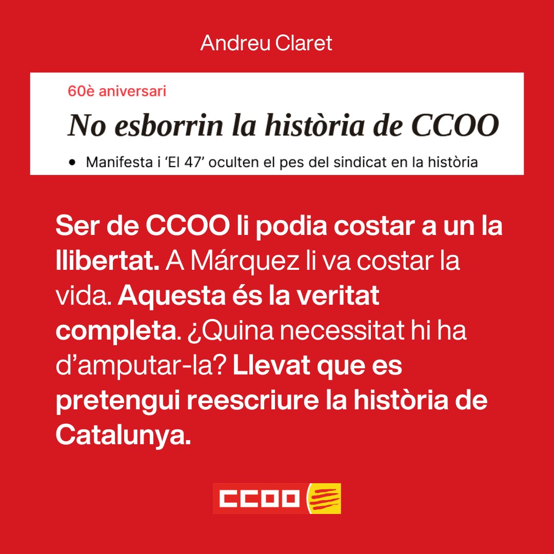 Avui és el nostre 60 aniversari. Anem més lluny encara, però venim de lluny, de molt lluny. <a href="/andreuclaret/">andreu</a> ho explica avui a <a href="/elperiodico_cat/">El Periódico</a> i.mtrbio.com/oppwcsnkdr

A per els propers 60 anys✊