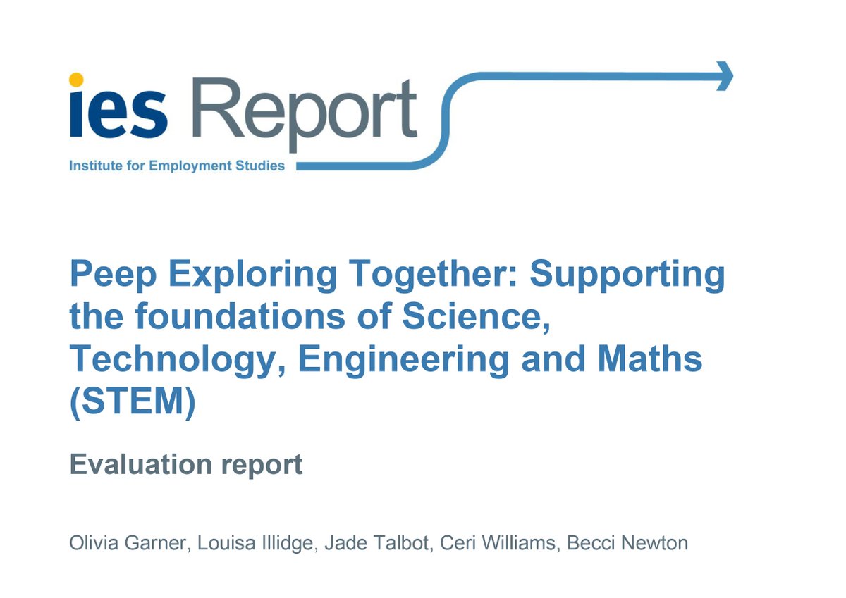Can early intervention improve the current lack of STEM skills &amp; interest for future labour markets? Read our latest evaluation report on <a href="/PeepleCentre/">Peeple</a>'s initiative, which aims to help practitioners &amp; parents support 3-5 year olds with early STEM learning: bit.ly/3OgVGew