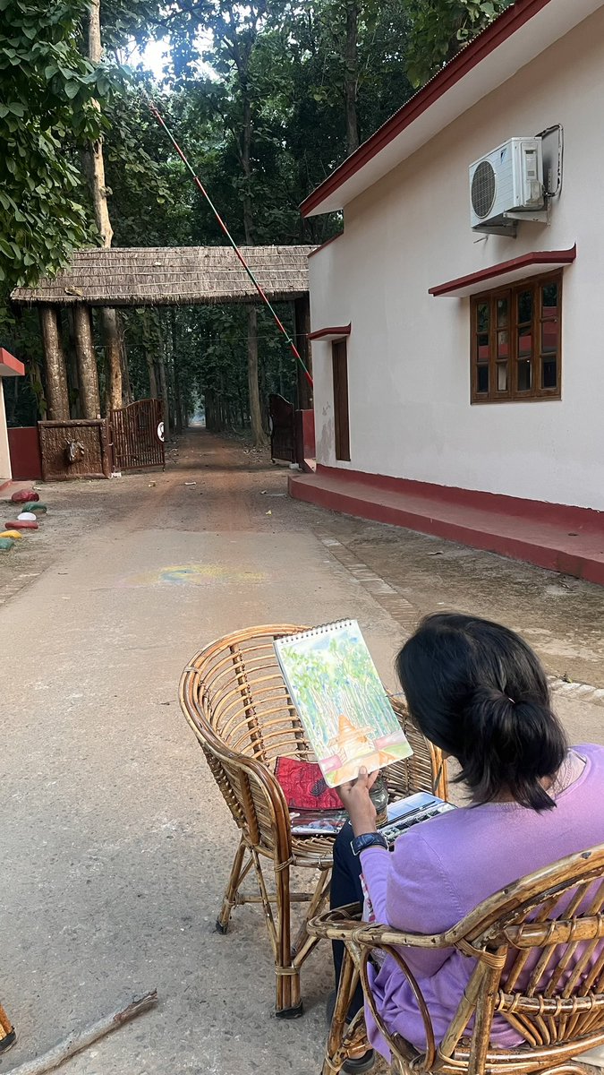 No forest can be as stunning as Terai - Dudhwa Tiger Reserve 
<a href="/rameshpandeyifs/">Ramesh Pandey</a> <a href="/DudhwaTR/">Dudhwa Tiger Reserve</a> 

#livesketching #landscapepainting #fielddiaries
