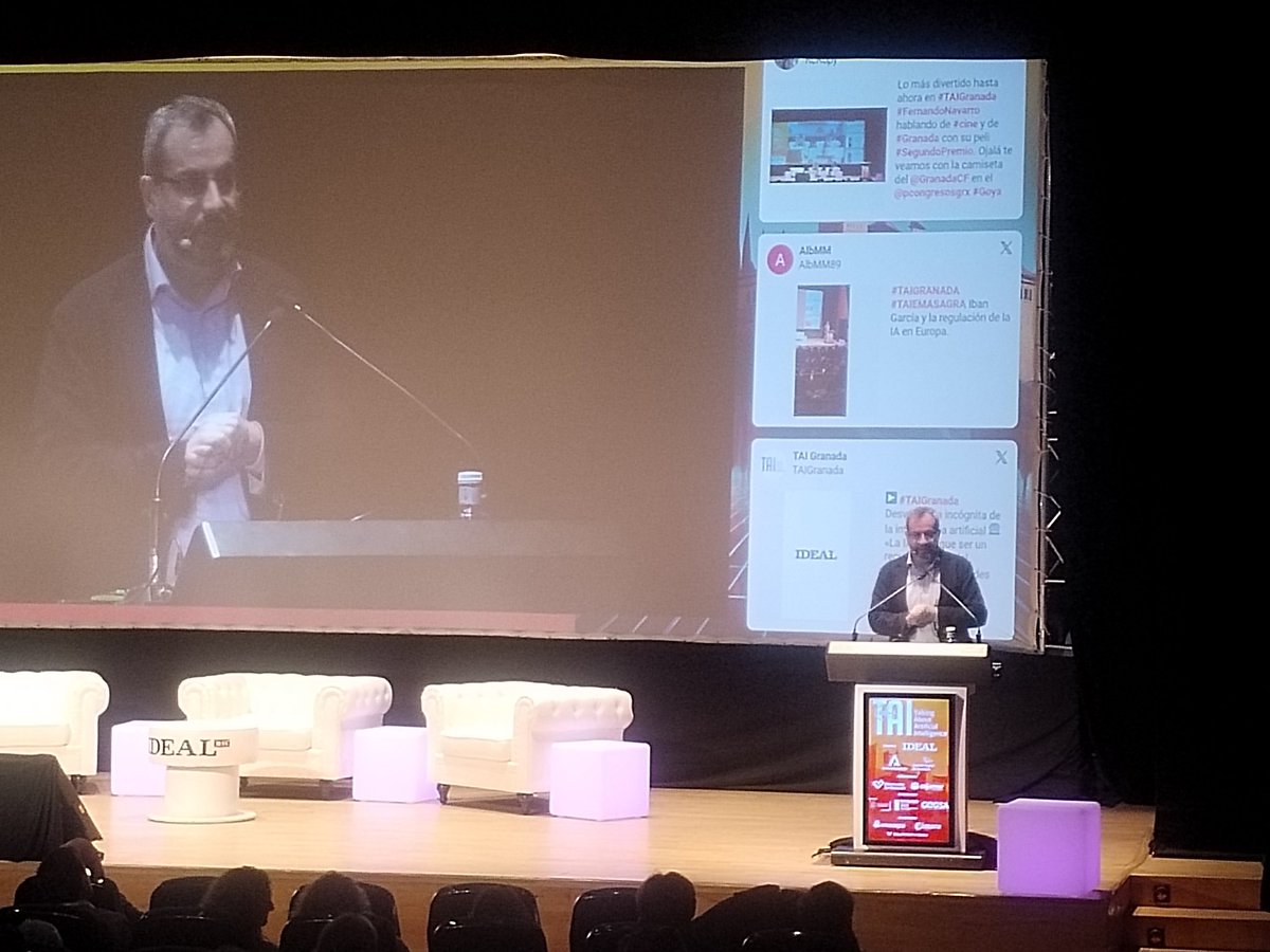 PVCarchunaCalah's tweet photo. Iban García, Director internacional de Laker consulting, hablando sobre la regulación europea de la IA en #TAIGranada https://t.co/7vba2o7rmH