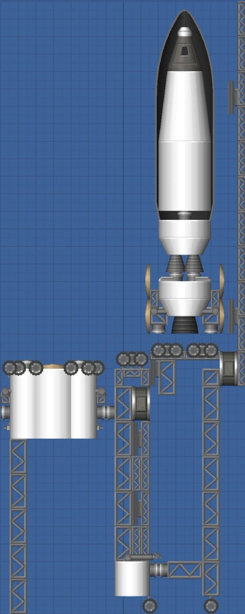 Sia_ware's tweet image. 【完全再利用ロケット】

1枚目の、システムを簡易化させたドッキングテスト。
そこに行き着くまでに物凄い苦労したけど…そっから100%失敗しないように完璧にするまでに十数時間も費やしたわ。

二段目は燃料完全に使い切っても、突入時に姿勢は崩さないように設計してある。
 #Spaceflightsimulator