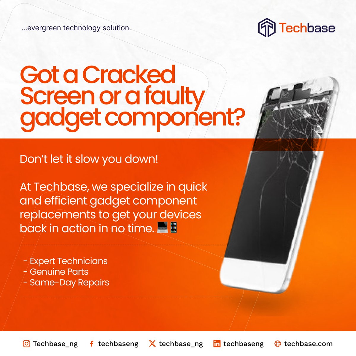 techbase_ng's tweet photo. Say goodbye to long wait times and hello to convenience. Your gadgets deserve the best care! 🚀
📍Visit us today or book your repair online at https://t.co/ZSmXJ5grBe
#TehbaseRepair #TechRepair #QuickFix #GadgetCare #ComponentReplacement #TechSolutions https://t.co/3bc85zg0VB