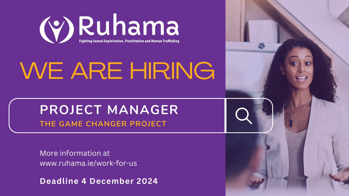 Ruhama (@ruhamaagency) on Twitter photo We’re #hiring a Project Manager for the Game Changer project! Lead a 3-year initiative with <a href="/RuhamaAgency/">Ruhama</a>, <a href="/WhiteRibbonIRL/">White Ribbon Ireland</a> run by <a href="/MensNetworkIE/">Men's Development Network</a> & <a href="/officialgaa/">The GAA</a> to challenge norms around #DSGBV.
📍 Dublin | 💼 Full-time | 💰 €45,900-€54,800
Apply today: ruhama.ie/work-for-us We’re #hiring a Project Manager for the Game Changer project! Lead a 3-year initiative with <a href="/RuhamaAgency/">Ruhama</a>, <a href="/WhiteRibbonIRL/">White Ribbon Ireland</a> run by <a href="/MensNetworkIE/">Men's Development Network</a> & <a href="/officialgaa/">The GAA</a> to challenge norms around #DSGBV.
📍 Dublin | 💼 Full-time | 💰 €45,900-€54,800
Apply today: ruhama.ie/work-for-us