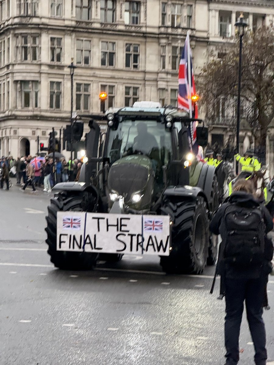 More from this emotional protest. 

Crowd holds a minute’s silence for those farmers who have taken their lives since the policy was announced, and those farmers who supported the country during two world wars