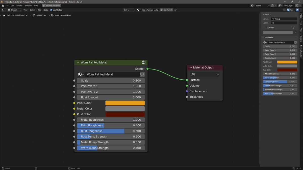 Tankred_Daeron's tweet image. Procedural customizable Worn Painted Metal material.

#blender3D #3D #ProceduralMaterial #Procedural #b3d