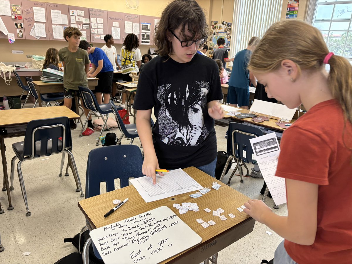 DemarinisMrs's tweet photo. Business Month - Accelerated math students are busy calculating annual financial statements based on their store “sales.” They are headed to a Board Room at the end of the month to present their profit and loss statements. Amazing creativity this year!! https://t.co/L0mwohdqQY