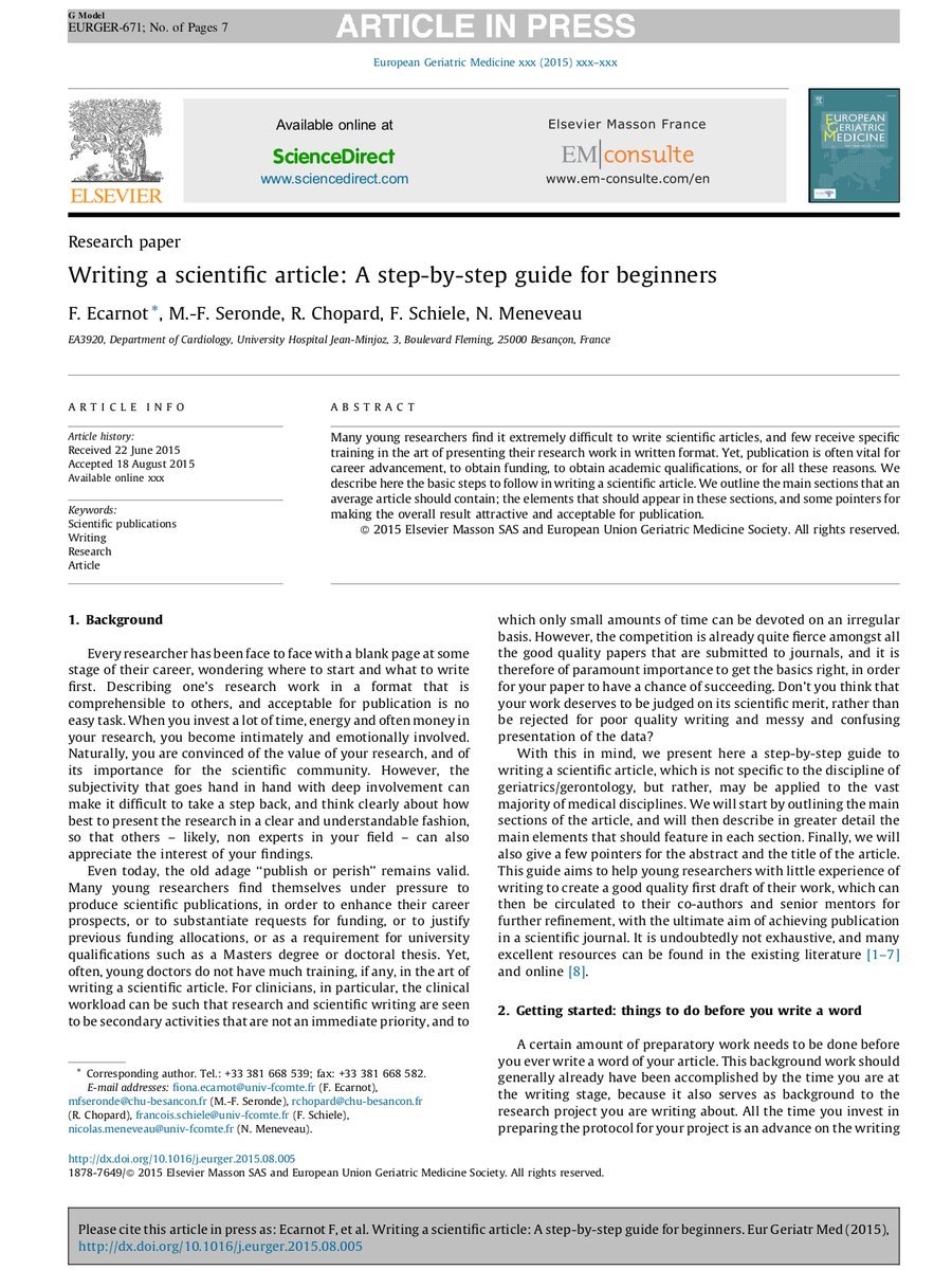 Writing a scientific article: A step-by-step guide for beginners (1/7)