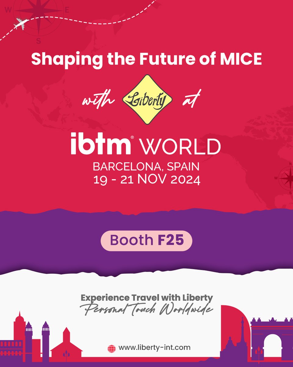 liberty_itg's tweet photo. Meet us at Booth F25, IBTM Barcelona, Nov 19-21. Discover global travel & event solutions with Liberty!
@liberty_itg
.
.
.
.
.
#LibertyAtIBTM #Libertytourism #Libertygroup #ifkgbg #WINTER #IBTM2024 https://t.co/NiGSsXlfmh