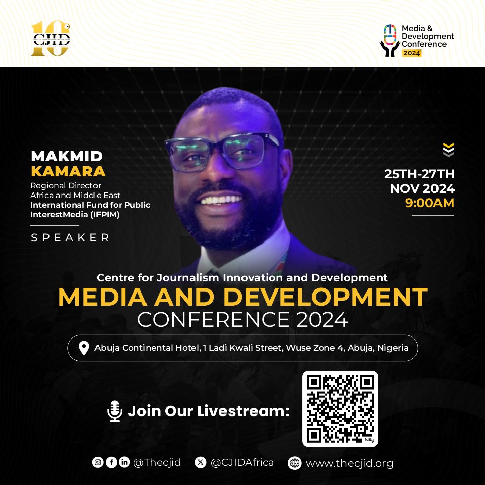 Centre for Journalism Innovation and Development (@cjidafrica) on Twitter photo Aurelia Ayisi, PhD, Lecturer in the Department of Communication Studies at the University of Ghana (<a href="/UnivofGh/">University of Ghana</a>), and Makmid Kamara, Regional Director for Africa and the Middle East at the International Fund for Public Interest Media (<a href="/TheIntlFund/">International Fund for Public Interest Media</a>), will be among the speakers at Aurelia Ayisi, PhD, Lecturer in the Department of Communication Studies at the University of Ghana (<a href="/UnivofGh/">University of Ghana</a>), and Makmid Kamara, Regional Director for Africa and the Middle East at the International Fund for Public Interest Media (<a href="/TheIntlFund/">International Fund for Public Interest Media</a>), will be among the speakers at
