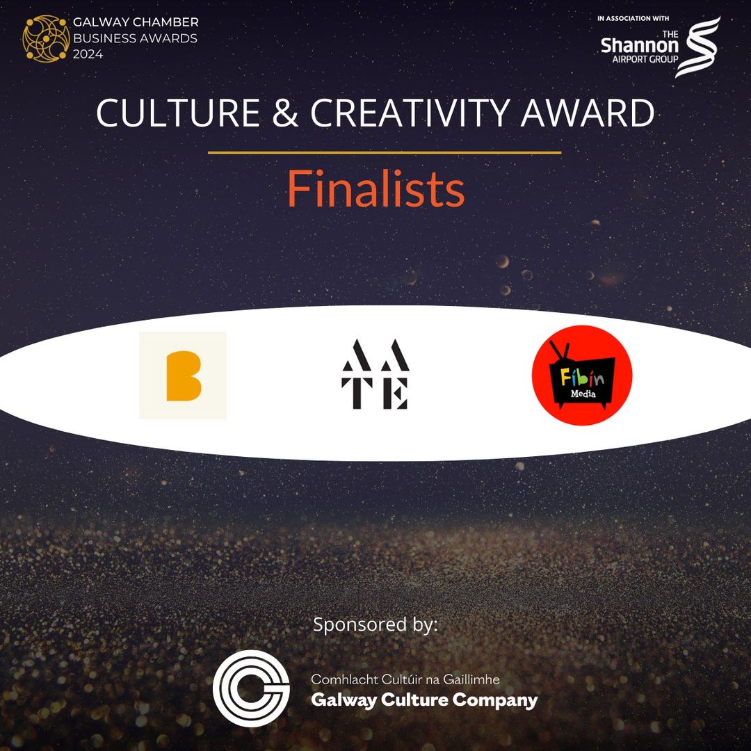 Galway Culture Company (@galwaycultureco) on Twitter photo Congratulations to the 3 finalists for the <a href="/GalwayChamber/">Galway Chamber</a> Culture and Creativity Award 2024: <a href="/ArchAtTheEdge/">Architecture Edge</a> <a href="/Branarteatar/">Branar</a> & <a href="/FibinMedia/">Fíbín Media</a>
We're delighted to sponsor this award that celebrates & recognises the cultural sector in Galway & its contribution to business in the city. Congratulations to the 3 finalists for the <a href="/GalwayChamber/">Galway Chamber</a> Culture and Creativity Award 2024: <a href="/ArchAtTheEdge/">Architecture Edge</a> <a href="/Branarteatar/">Branar</a> & <a href="/FibinMedia/">Fíbín Media</a>
We're delighted to sponsor this award that celebrates & recognises the cultural sector in Galway & its contribution to business in the city.