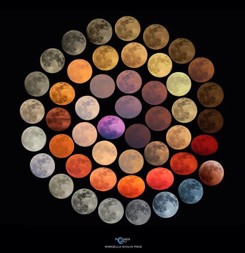 Italian astrophotographer Marcella Julia Pace spent 10 years capturing these 48 colors of the Moon.