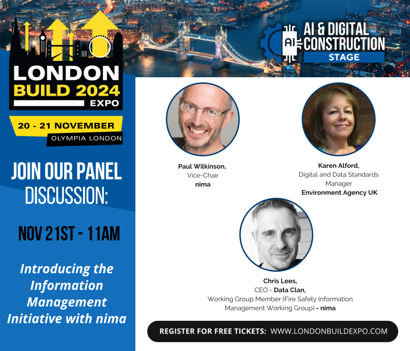 I will be at <a href="/LondonBuildExpo/">London Build</a> London Build this Thursday, 19 November, talking aout Thursday 21 November talking about the #InformationManagementInitiative in a panel session at 11.00am and in the Networking Hub from 1.00pm.