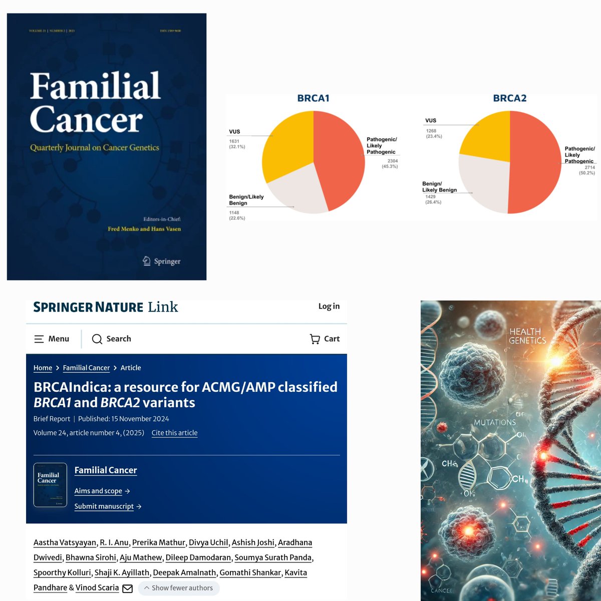 Anu R I (@anu_iris) on Twitter photo 📢Our BRCAIndica #database has been published!!!🔥
🎗️ACMG guideline based annotations for 10,490 BRCA1/2 variants from across #India
🧬Genetic screening 🎯
#breastcancer #Oncology #CancerResearch #NGS
<a href="/SirohiBhawna/">bhawna sirohi</a> <a href="/vinodscaria/">Vinod Scaria</a> <a href="/ajumathew_/">Aju Mathew</a> <a href="/AasthaVatsyayan/">Aastha</a> 📢Our BRCAIndica #database has been published!!!🔥
🎗️ACMG guideline based annotations for 10,490 BRCA1/2 variants from across #India
🧬Genetic screening 🎯
#breastcancer #Oncology #CancerResearch #NGS
<a href="/SirohiBhawna/">bhawna sirohi</a> <a href="/vinodscaria/">Vinod Scaria</a> <a href="/ajumathew_/">Aju Mathew</a> <a href="/AasthaVatsyayan/">Aastha</a>