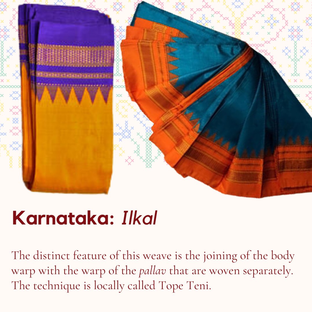 _IndianCulture's tweet photo. Weaving, a method of textile production, has distinct styles across different regions in India.
Discover more weaves in the Textiles of India section on the Indian Culture Portal.
#weaving #textiles #weavingmethods #ilkal #tangaliya #sambalpuri #panjaweave #silk #saree #clothes https://t.co/CX7YNLzJ8g