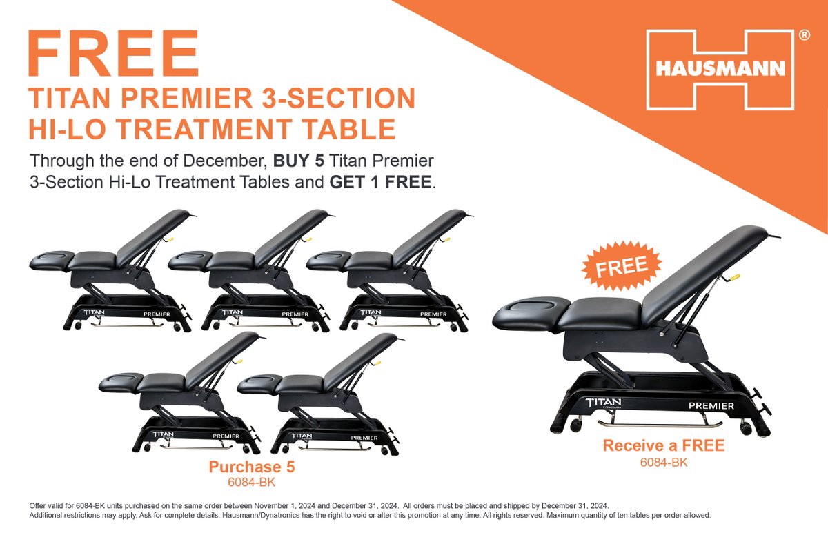 💥 BUY 5, GET 1 FREE! 💥
From November 1 - December 31, 2024, score BIG with our Titan Premier tables! When you purchase 5 tables, we’re giving you 1 FREE! 🤩

This unbeatable deal won’t last long, so act fast and upgrade your space today!

#Buy5Get1Free #Hausmann #TitanPremier
