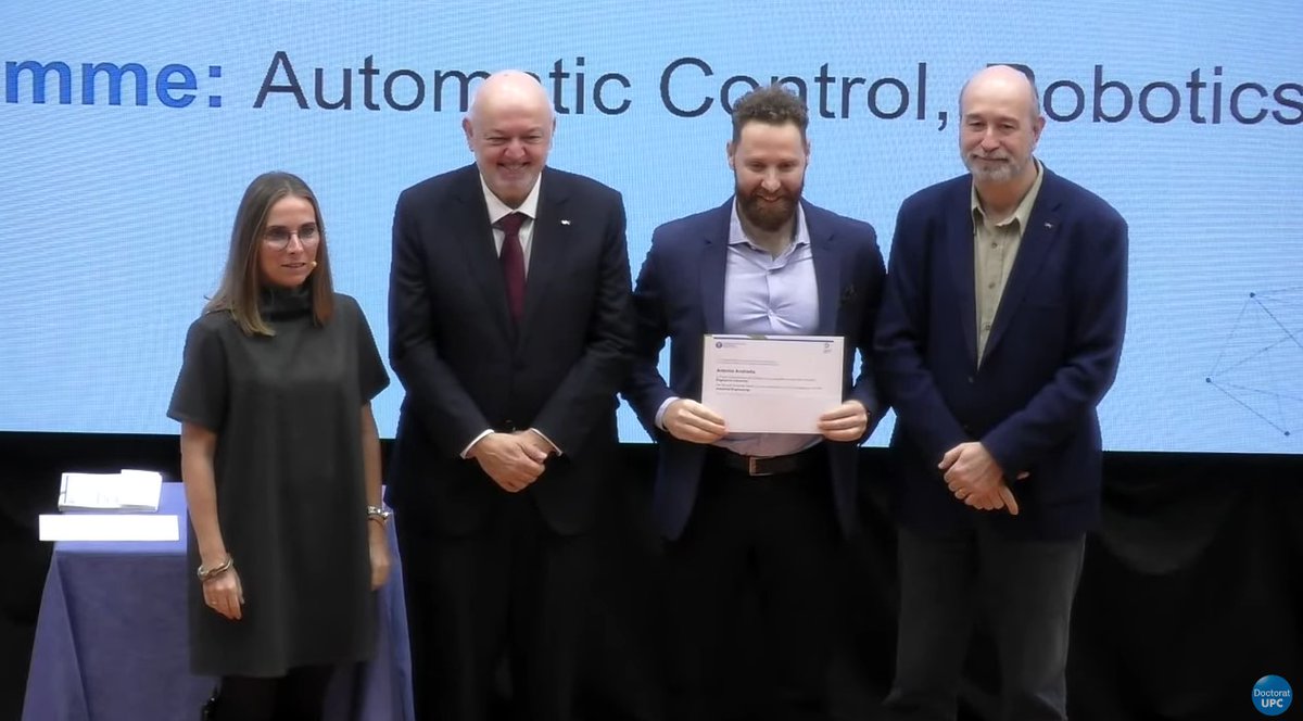 IRI-Institut de Robòtica i Informàtica Industrial (@iri_robotics) on Twitter photo 🏅 Antonio Andriella has been awarded with the Doctoral Special Award 2024 for his PhD Thesis entitled “Personalising robot assistance for cognitive training therapy” during the Welcome Ceremony 2024-2025, organized by the <a href="/DoctoratUPC/">Escola de Doctorat UPC</a>
👏Congratulations to all the awardees! 🏅 Antonio Andriella has been awarded with the Doctoral Special Award 2024 for his PhD Thesis entitled “Personalising robot assistance for cognitive training therapy” during the Welcome Ceremony 2024-2025, organized by the <a href="/DoctoratUPC/">Escola de Doctorat UPC</a>
👏Congratulations to all the awardees!