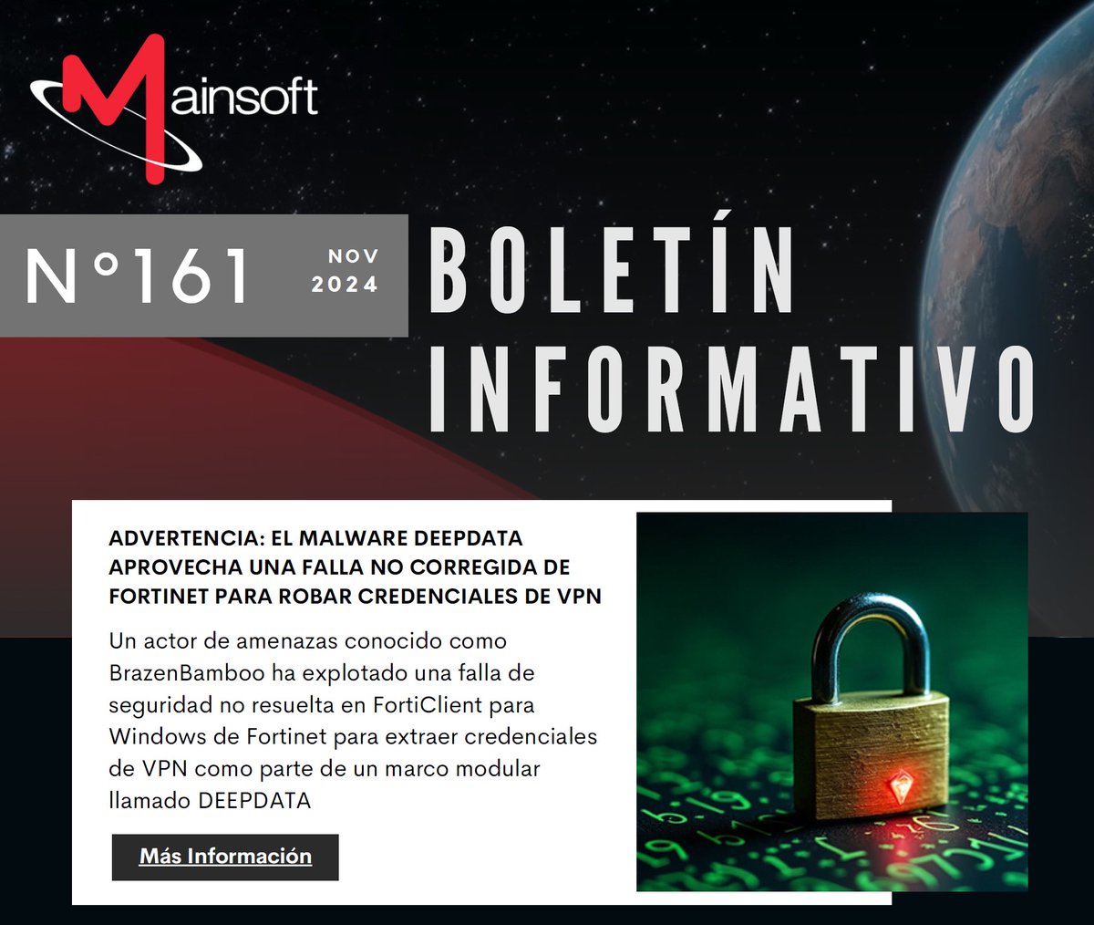 MainsoftPeru's tweet image. ¿Quieres enterarte de este y otros boletines de Ciberseguridad que tenemos para ti? Ingresa a mainsoft.cl/boletines-ti/ y ponte al día con las últimas noticias.