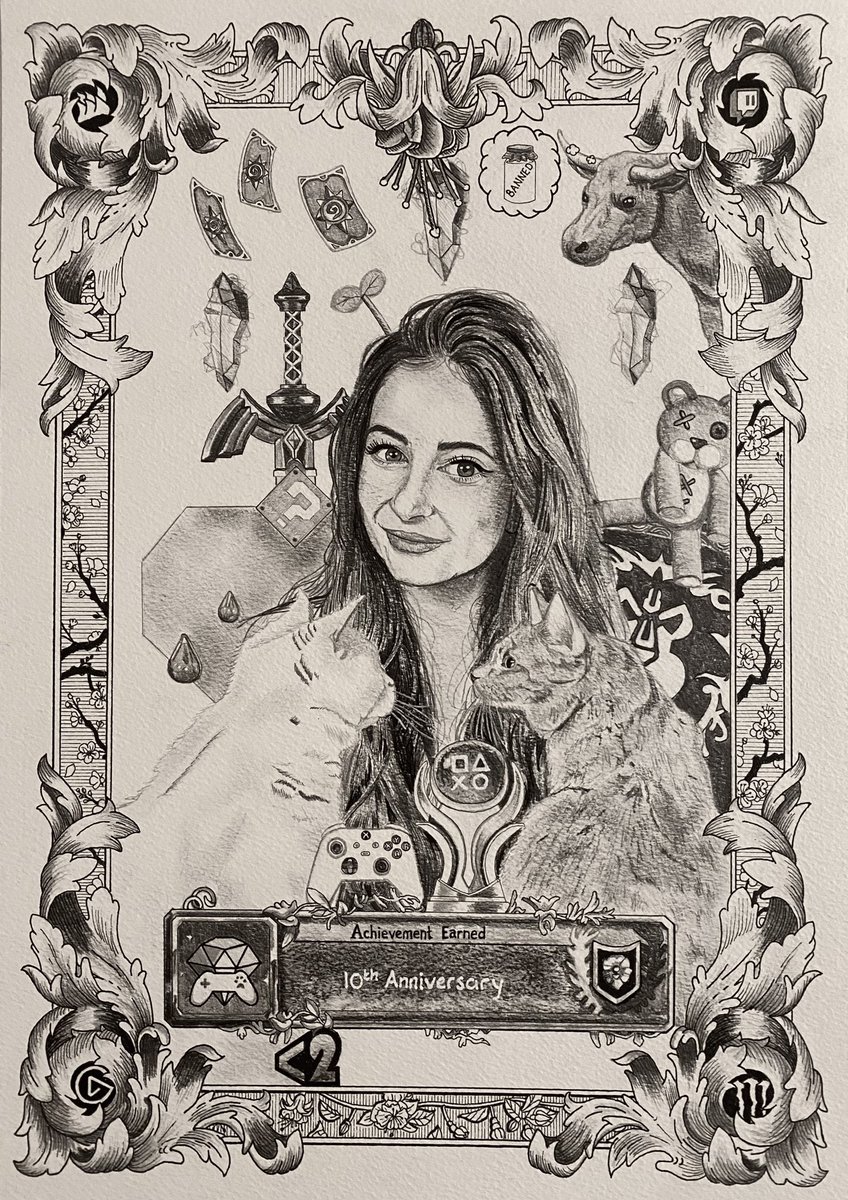 10 years is one hell of a milestone, so naturally I had to draw something to commemorate the occasion. Happy streaming anniversary <a href="/anniefuchsia/">AnnieFuchsia</a>