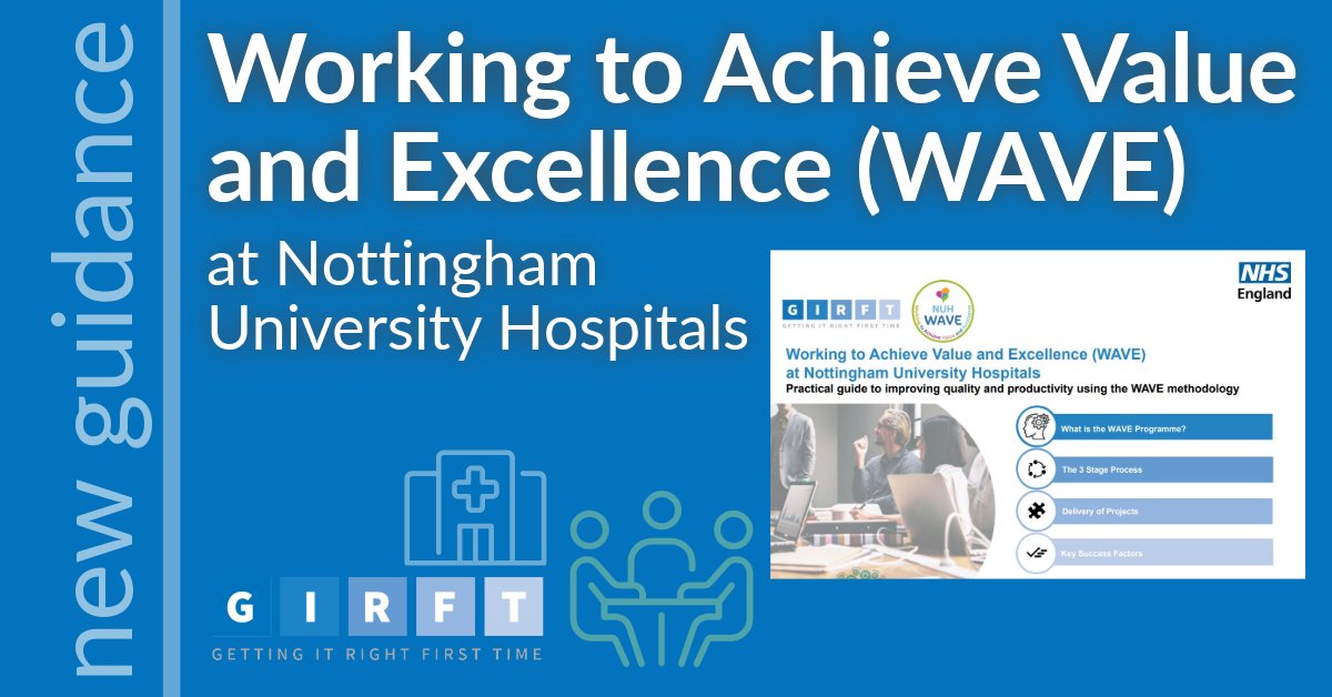 Getting It Right First Time (GIRFT) (@nhsgirft) on Twitter photo Have you heard of <a href="/nottmhospitals/">Nottingham University Hospitals</a> Working to Achieve Value and Excellence (WAVE) programme?
WAVE is proven to:
✅improve services
✅increase productivity
✅reduce risks
✅generate savings
Find out how in our new guide: future.nhs.uk/GIRFTNational/…
<a href="/NUH_GIRFT/">NUH_GIRFT</a> <a href="/rsmithnuh/">Richard Smith</a> <a href="/nattyhancox/">Natalie Hancox</a> Have you heard of <a href="/nottmhospitals/">Nottingham University Hospitals</a> Working to Achieve Value and Excellence (WAVE) programme?
WAVE is proven to:
✅improve services
✅increase productivity
✅reduce risks
✅generate savings
Find out how in our new guide: future.nhs.uk/GIRFTNational/…
<a href="/NUH_GIRFT/">NUH_GIRFT</a> <a href="/rsmithnuh/">Richard Smith</a> <a href="/nattyhancox/">Natalie Hancox</a>