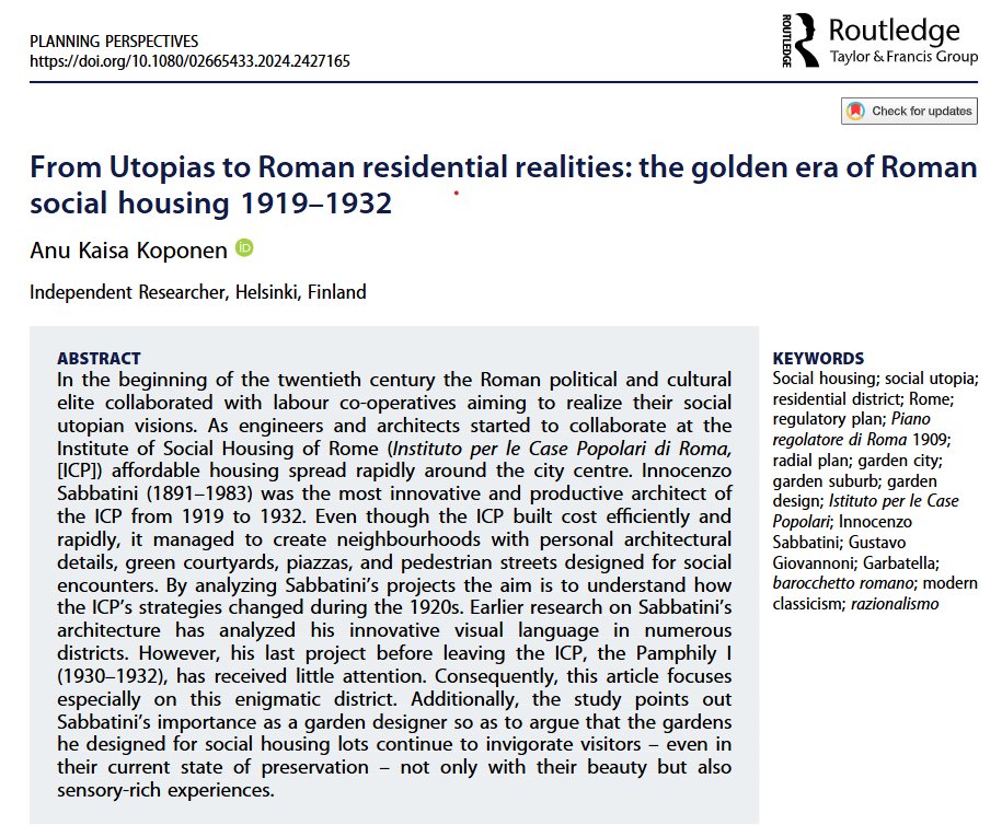 Planning Perspectives (@planningpersp) on Twitter photo #tuesdayvibe is related to #InnocenzoSabbatini's innovative contributions to #Romessocialhousing projects in the #1920s, focusing on his design strategies,the evolution of #ICP's approaches. #AnuKaisaKoponen also focused on the lasting impact of his #sensoryrichgardens. <a href="/tandfhss/">T&F Social Sciences and Humanities</a> #tuesdayvibe is related to #InnocenzoSabbatini's innovative contributions to #Romessocialhousing projects in the #1920s, focusing on his design strategies,the evolution of #ICP's approaches. #AnuKaisaKoponen also focused on the lasting impact of his #sensoryrichgardens. <a href="/tandfhss/">T&F Social Sciences and Humanities</a>