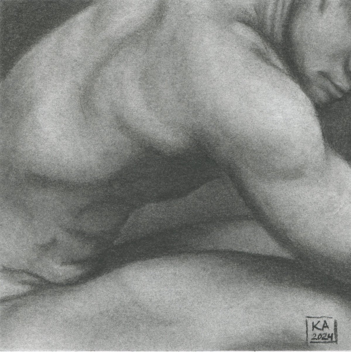 “Curves.” 5.5 x 5.5 in. Charcoal.