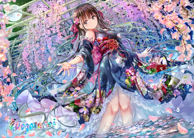 【クリック推奨】水辺と桜と女の子 