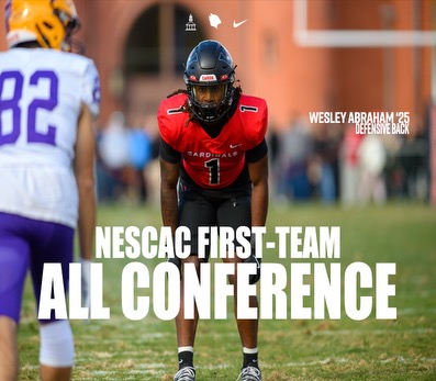First Team All-NESCAC 🥇

CB Wesley Abraham '25

➡️ One of 3 Cardinal defensive backs to earn 1st Team honors, Abraham closed out his career with back-to-back 1st Team nods
➡️ He finished with 21 tackles, 5 pass breakups, 1 interception, and 1 forced fumble in 2024