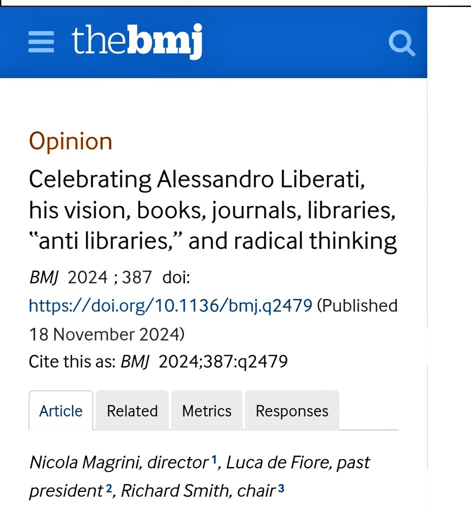 Dario Trapani (@dariot_) on Twitter photo "One must shed the bad taste of wanting to agree with many. Great things remain for the great, abysses for the profound, nuances and shudders for the refined, and, in brief, all that is rare for the rare"
bmj.com/content/387/bm…
<a href="/bmj_latest/">The BMJ</a> <a href="/cochranecollab/">Cochrane</a> <a href="/associali/">Associali - Cochrane Affiliate Centre</a> <a href="/lucadf/">Luca De Fiore</a> 💙 "One must shed the bad taste of wanting to agree with many. Great things remain for the great, abysses for the profound, nuances and shudders for the refined, and, in brief, all that is rare for the rare"
bmj.com/content/387/bm…
<a href="/bmj_latest/">The BMJ</a> <a href="/cochranecollab/">Cochrane</a> <a href="/associali/">Associali - Cochrane Affiliate Centre</a> <a href="/lucadf/">Luca De Fiore</a> 💙