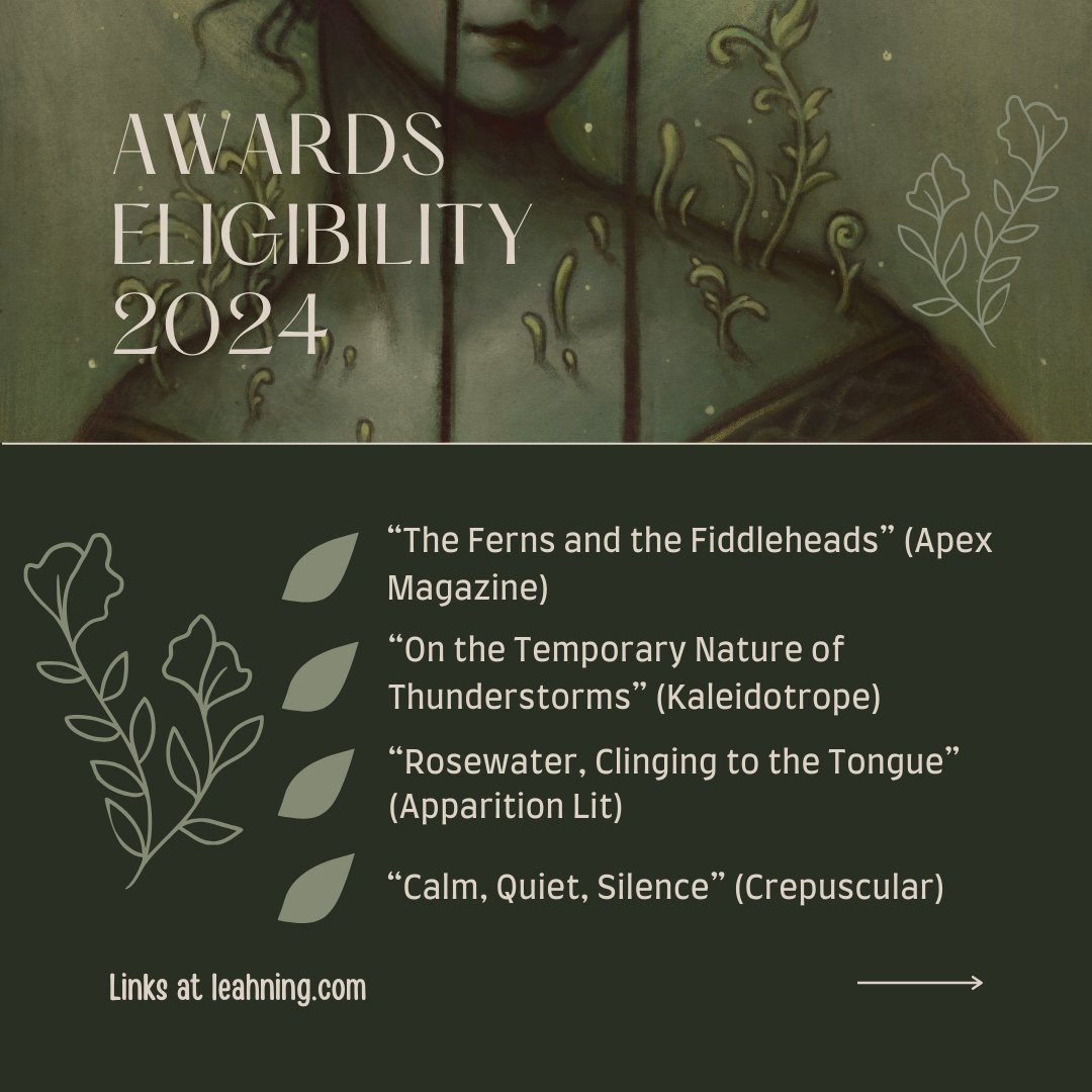 Leah Ning (@leahning) on Twitter photo Awards eligibility for 2024!! Honored to be published by <a href="/apexmag/">Apex Magazine</a> , Kaleidotrope, <a href="/ApparitionLit/">Apparition Lit</a> , and <a href="/CrepuscularMag/">Crepuscular</a> this year ❤️links to all stories can be found on my website! Awards eligibility for 2024!! Honored to be published by <a href="/apexmag/">Apex Magazine</a> , Kaleidotrope, <a href="/ApparitionLit/">Apparition Lit</a> , and <a href="/CrepuscularMag/">Crepuscular</a> this year ❤️links to all stories can be found on my website!