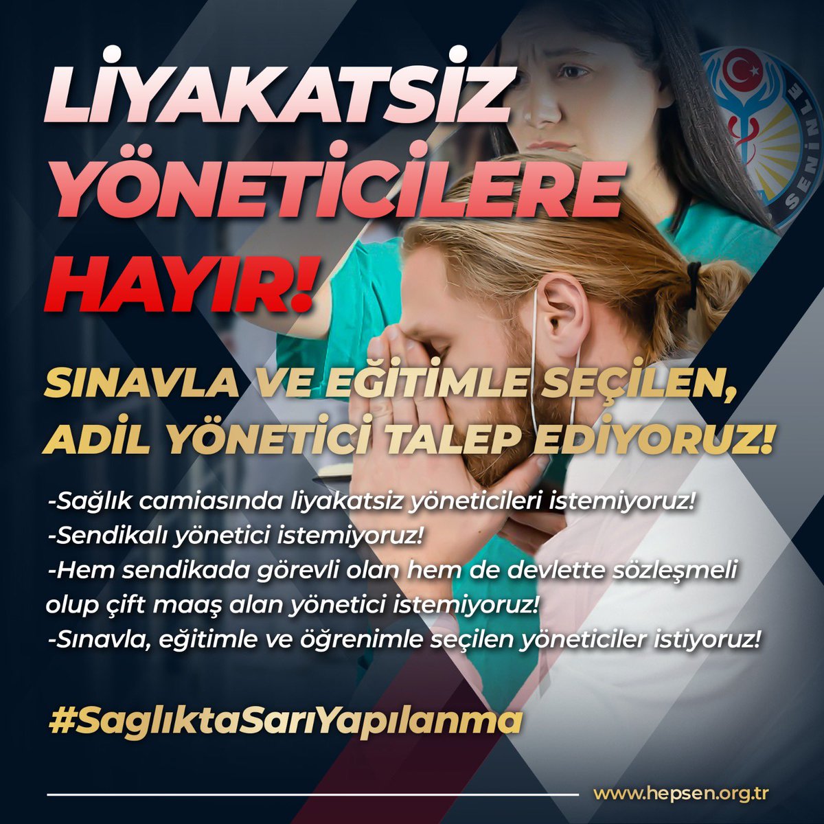 hepsen_2020's tweet photo. LİYAKATSİZ YÖNETİCİLERE HAYIR!

SINAVLA VE EĞİTİMLE SEÇİLEN, ADİL YÖNETİCİ TALEP EDİYORUZ!

-Sağlık camiasında liyakatsiz yöneticileri istemiyoruz! 
-Sendikalı yönetici istemiyoruz!
-Hem sendikada görevli olan hem de devlette sözleşmeli olup çift maaş alan yönetici istemiyoruz!
-Sınavla, eğitimle ve öğrenimle seçilen yöneticiler istiyoruz!

#SaglıktaSarıYapılanma