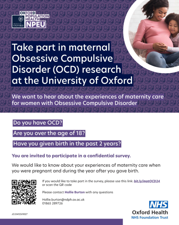 Maternal OCD (@maternalocd) on Twitter photo Please share this research - do you have OCD? Have you given birth within the past 2 years? If yes, please consider taking part in a survey by researchers at the <a href="/UniofOxford/">University of Oxford</a> who want to understand your maternity care experience bit.ly/matOCD24 <a href="/MMHAlliance/">Maternal Mental Health Alliance</a> <a href="/ocdaction/">OCD Action</a> Please share this research - do you have OCD? Have you given birth within the past 2 years? If yes, please consider taking part in a survey by researchers at the <a href="/UniofOxford/">University of Oxford</a> who want to understand your maternity care experience bit.ly/matOCD24 <a href="/MMHAlliance/">Maternal Mental Health Alliance</a> <a href="/ocdaction/">OCD Action</a>